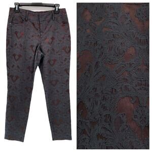 Sundance Catalog Pants Size 6 Luxurious Simplicity Jacquard Brocade Floral Ankle